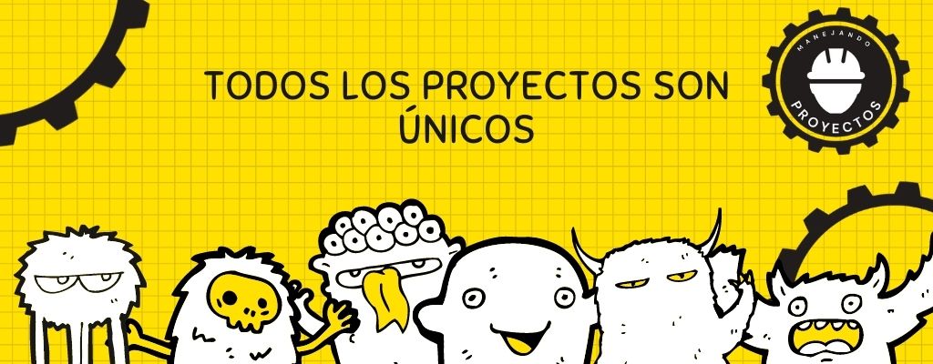 Varios monstruos al frente con la leyenda "Todos los proyectos son únicos"